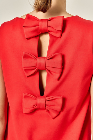 Sleeveless Bow Dress, Red
