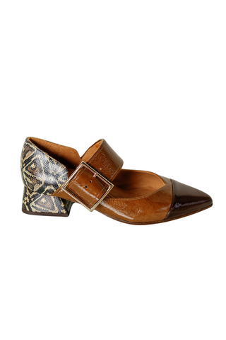 Hebas Low Heel, Chocolate Multi