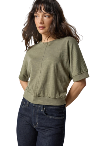 Rib Trim Short Sleeve Tee, Matcha
