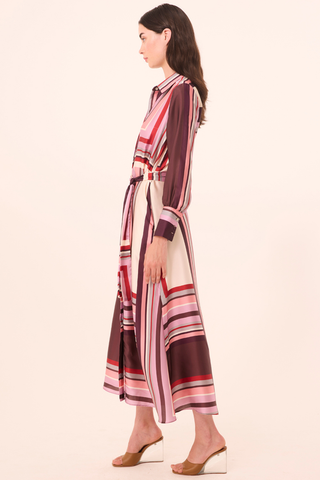 Herminia Dress, Chocolate Geo Stripe