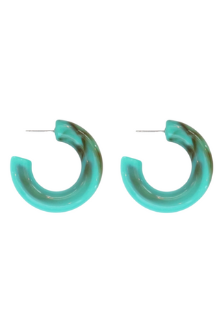 Chunky Lucite Hoop Earrings, Turquoise