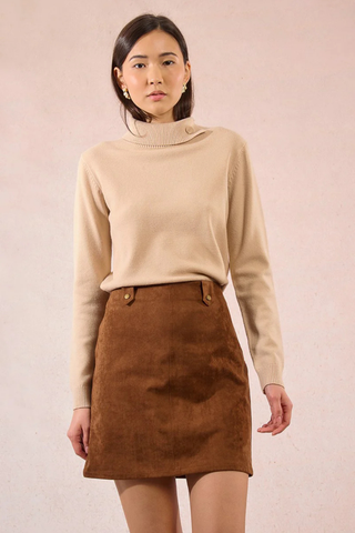Woven Mini Skirt, Brown