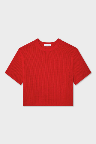Cashmere Waffle Tee, French Red