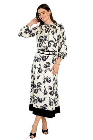 Brit Bow Blouse, Snow Tulip