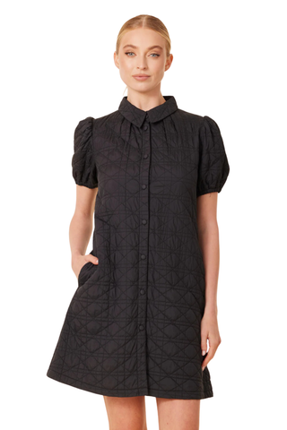 Nylon Quilted Dress, Black