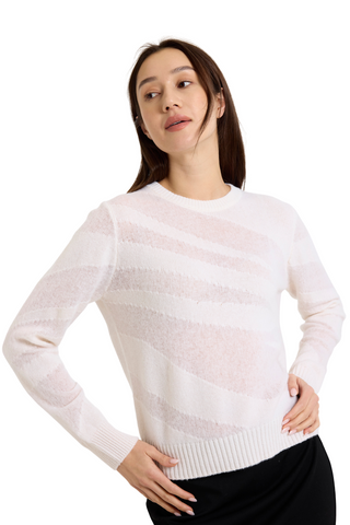 Mix Guage Zebra Sweater, Organic White