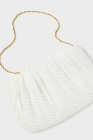 Brit Pleated Clutch, Pearl