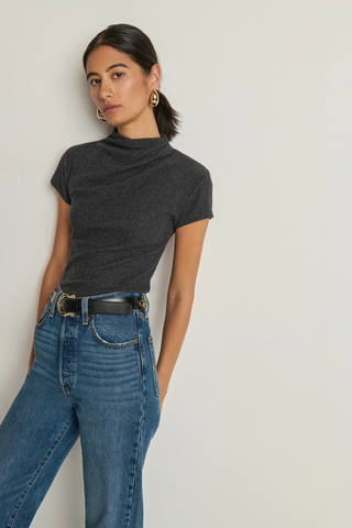 Katie Draped Top, Heather Charcoal