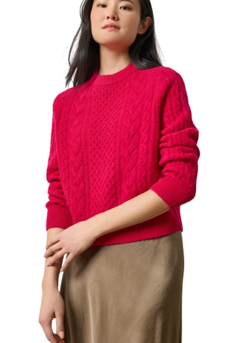 Mixed Stitch Pullover, Fuchsia