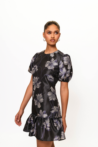 Rayan Dress, Navy Vining Buds