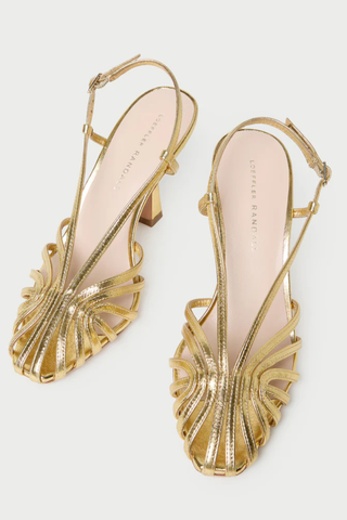 Alexandra Lattice Slingback  Sandal, Gold