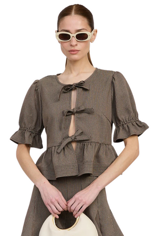 Aubrielle Top, Tan Burgundy