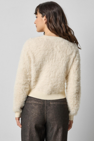 Brushed Crewneck Cardigan, Ivory
