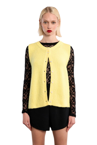 Sleeveless Cardigan, Yellow