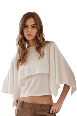 Layered Capelet Top, Pearl