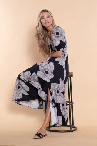 Margot Dress, Midnight Poppy