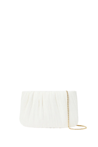 Brit Pleated Clutch, Pearl
