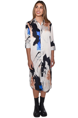 Girlfriend Midi Dress, Black/White Splatter