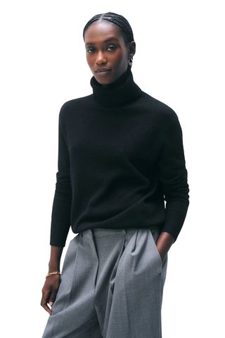 Cashmere Easy Turtleneck, Black