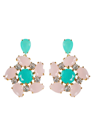 Pinwheel Statements Earrings, Pink & Turquoise