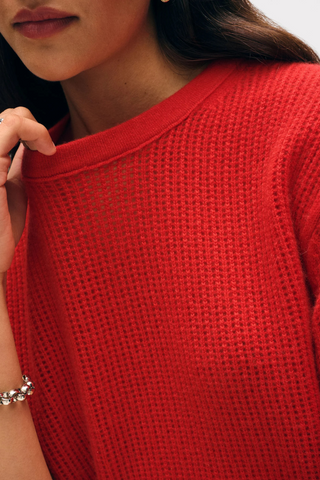 Cashmere Waffle Tee, French Red
