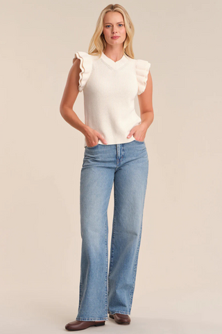 Faye Ruffle Top, Sea Salt