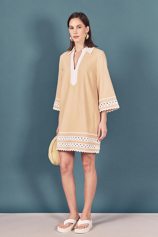 Ric Rac Mini Dress, Beige