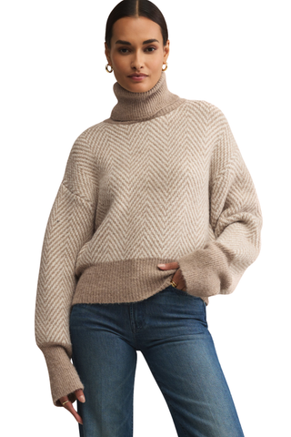Balkan Funnel Neck Sweater, Smoked Heather
