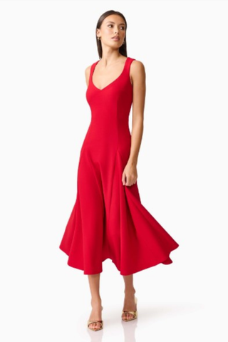 Lila Midi Dress, Crimson