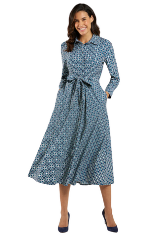 Kitty Dress, Floral Mosaic Navy