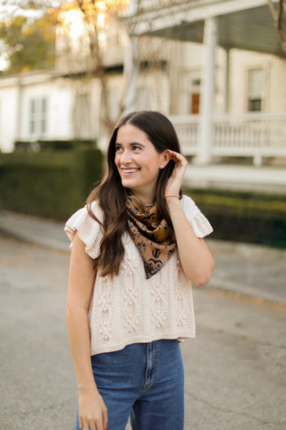 Pepper Block Print Scarf - 26"