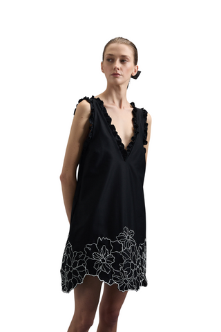 Erna Dress, Black Embroidery