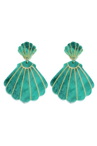 Shell Statement Earrings, Turquoise
