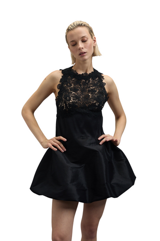 Hattie Dress, Black Taffeta