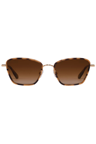 KREWE Bella Sunglasses in 18K + Venezia featuring tortoise acetate frames, amber gradient lenses, and gold-plated hardware
