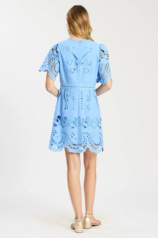 Lacey Embroidered Dress, Vista Blue