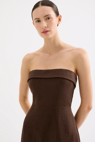 mini brown linen dress Women's Cora Linen Mini Dress | Brown