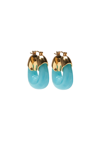 Lizzie Fortunato Mini Organic Hoop earrings featuring gold-plated brass hoops with translucent resin accents