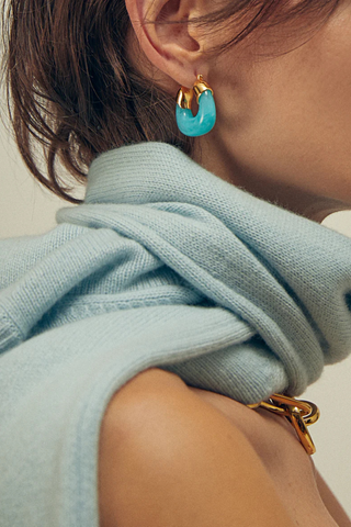 Lizzie Fortunato Mini Organic Hoop earrings featuring gold-plated brass hoops with translucent resin accents