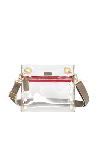 Tony Sml Clear Handbag, Pew/Brushed Gold Red Zip
