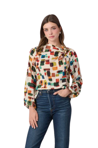 Paxton Top, Ivory Multi
