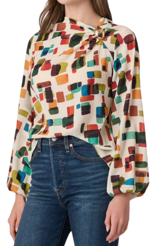 Paxton Top, Ivory Multi