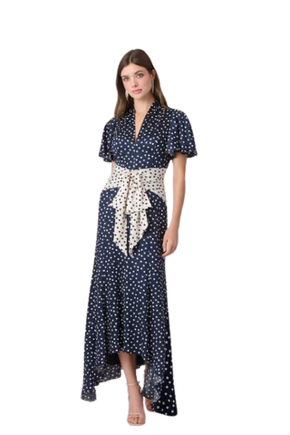 Lane Dress, Ivory/Indigo