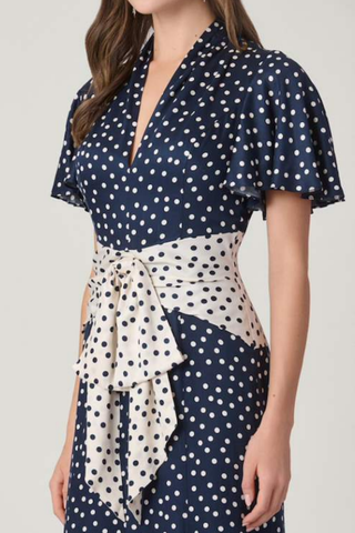 Lane Dress, Ivory/Indigo
