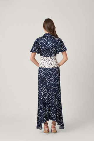 Lane Dress, Ivory/Indigo