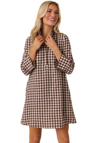 Savoy Shift Dress, Chocolate Check
