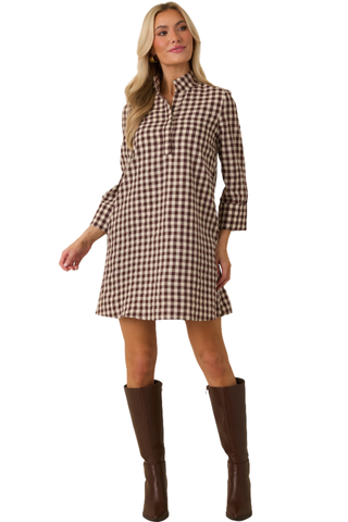 Savoy Shift Dress, Chocolate Check