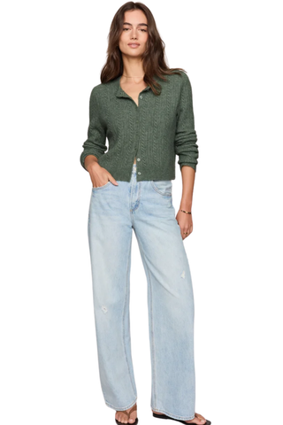 Medina Pointelle Cardigan, Monstera