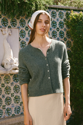 Medina Pointelle Cardigan, Monstera