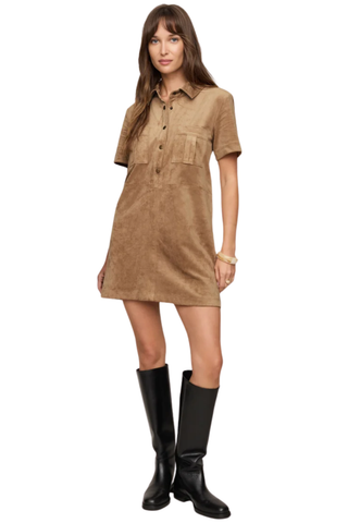 Leone Suede Mini Dress, Light Sand